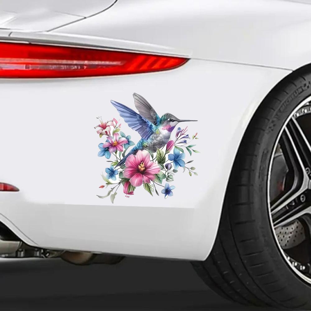 QT2099#15cm Vibrant Hummingbird Vinyl Car Decals for Windows, Bumper, Exterior Decorative Accessories, Blocking Scratches Stickers