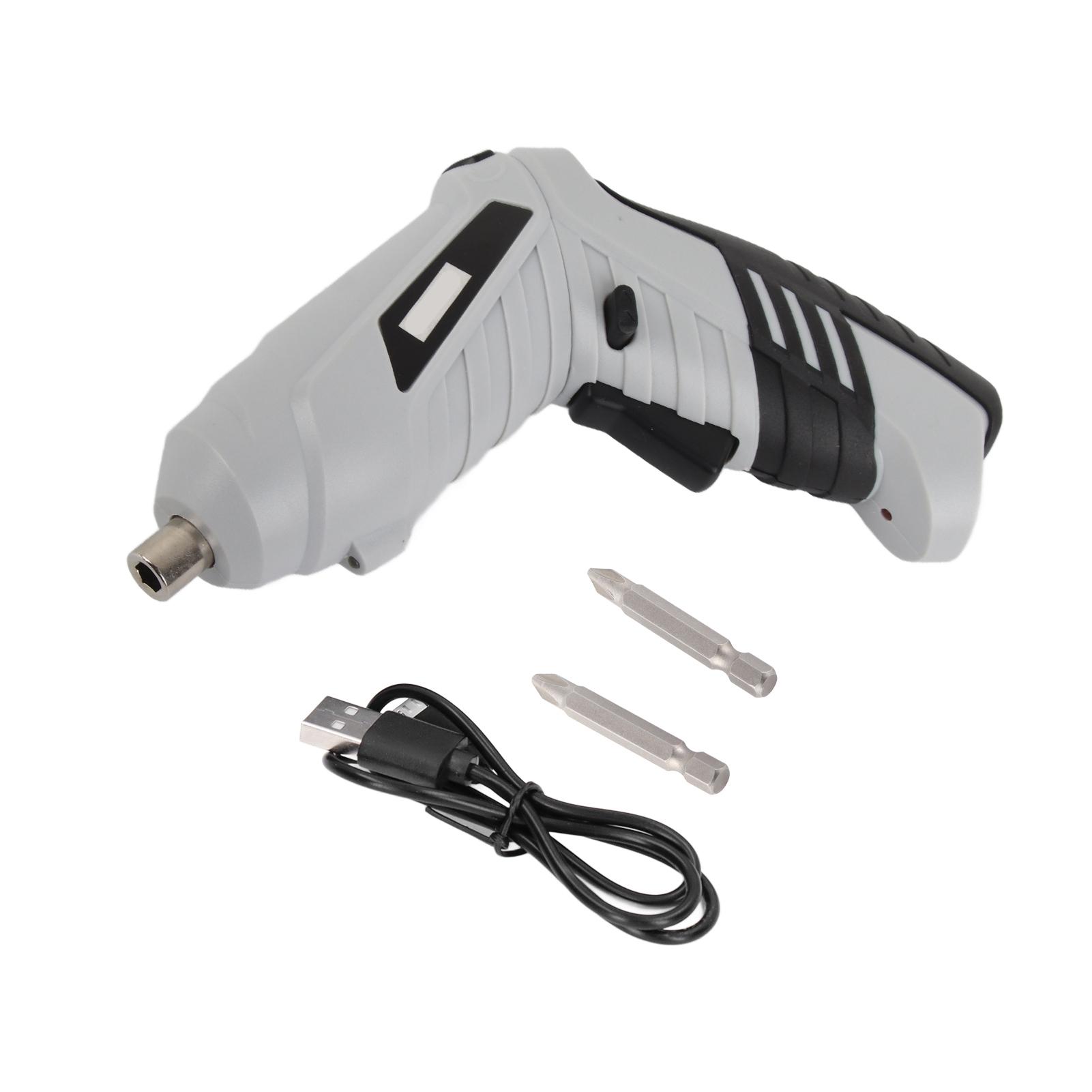 

Electric Screwdriver Rechargeable Cordless with 2pcs Bit Tool Set Kit for Drilling Repair White