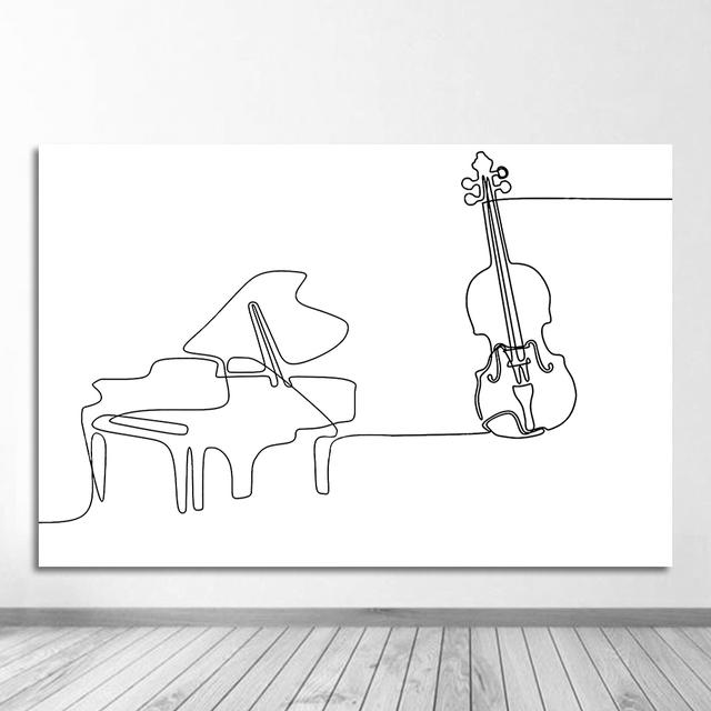 Nordic Line Draw Print abstrakte minimalistische Wandkunst Malerei dekorative Bild Home Decor schwarz weiß Klavier Leinwand Poster