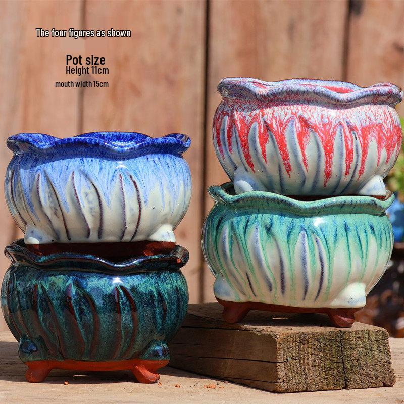 Large Retro Square Ceramic Succulent and Orchid Pot