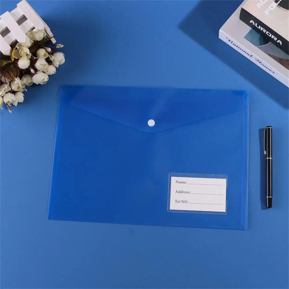1Pcs Clear A4 Binder Pocket Snap Button Envelope Popper Wallets  for School Office Home