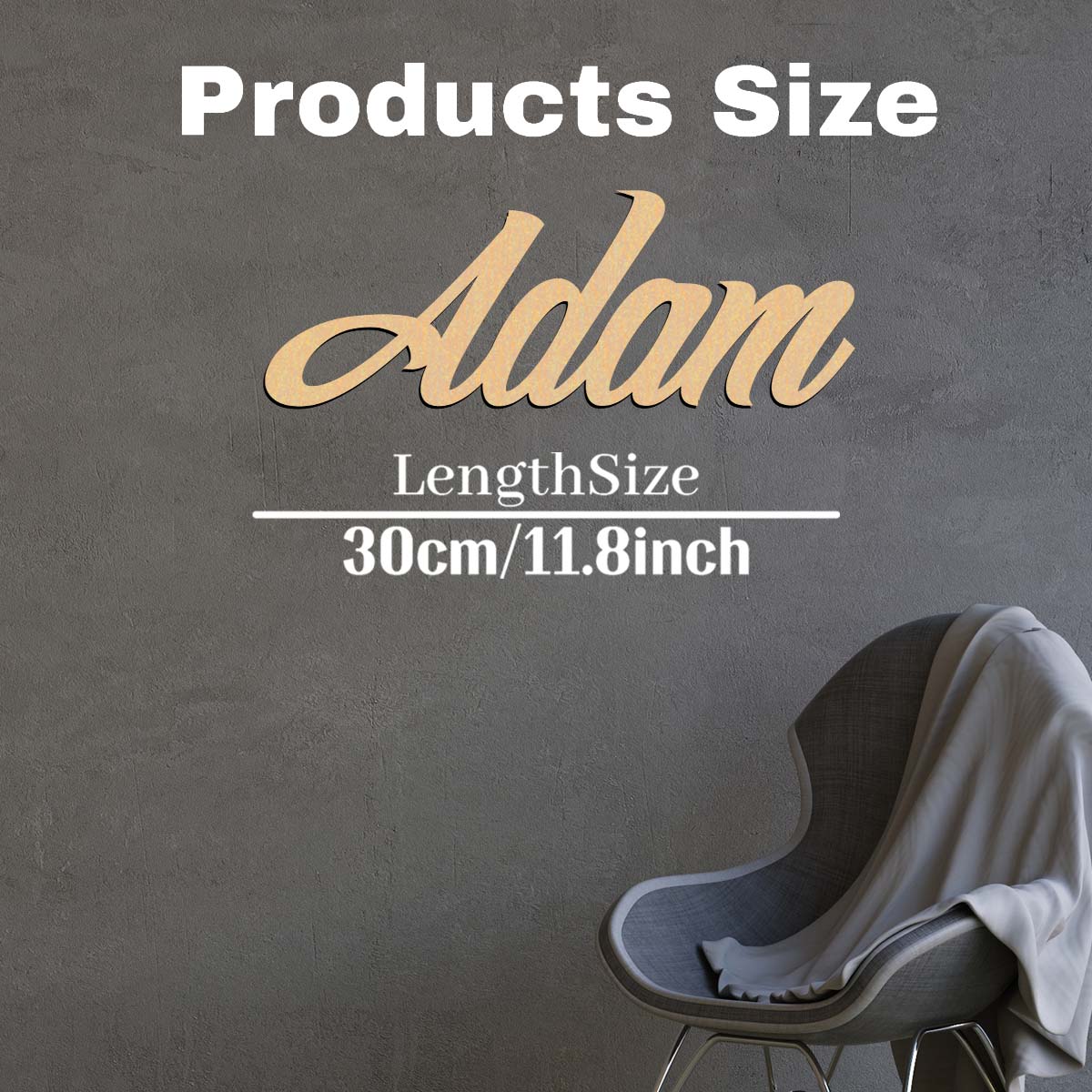 

1pc Funny Adam example Customized Name Wooden Decor Wood Material Wooden Plaque Wall Mounted Decorative Plaque for Bedroom S30cmLength