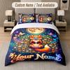 Set Biancheria da Letto 3 Pezzi Tema Lupo Volpe con Testo o Nome Personalizzato 1 Lenzuolo Sotto con Angoli & 2 Federe Biancheria da Letto Personalizzata per la Casa