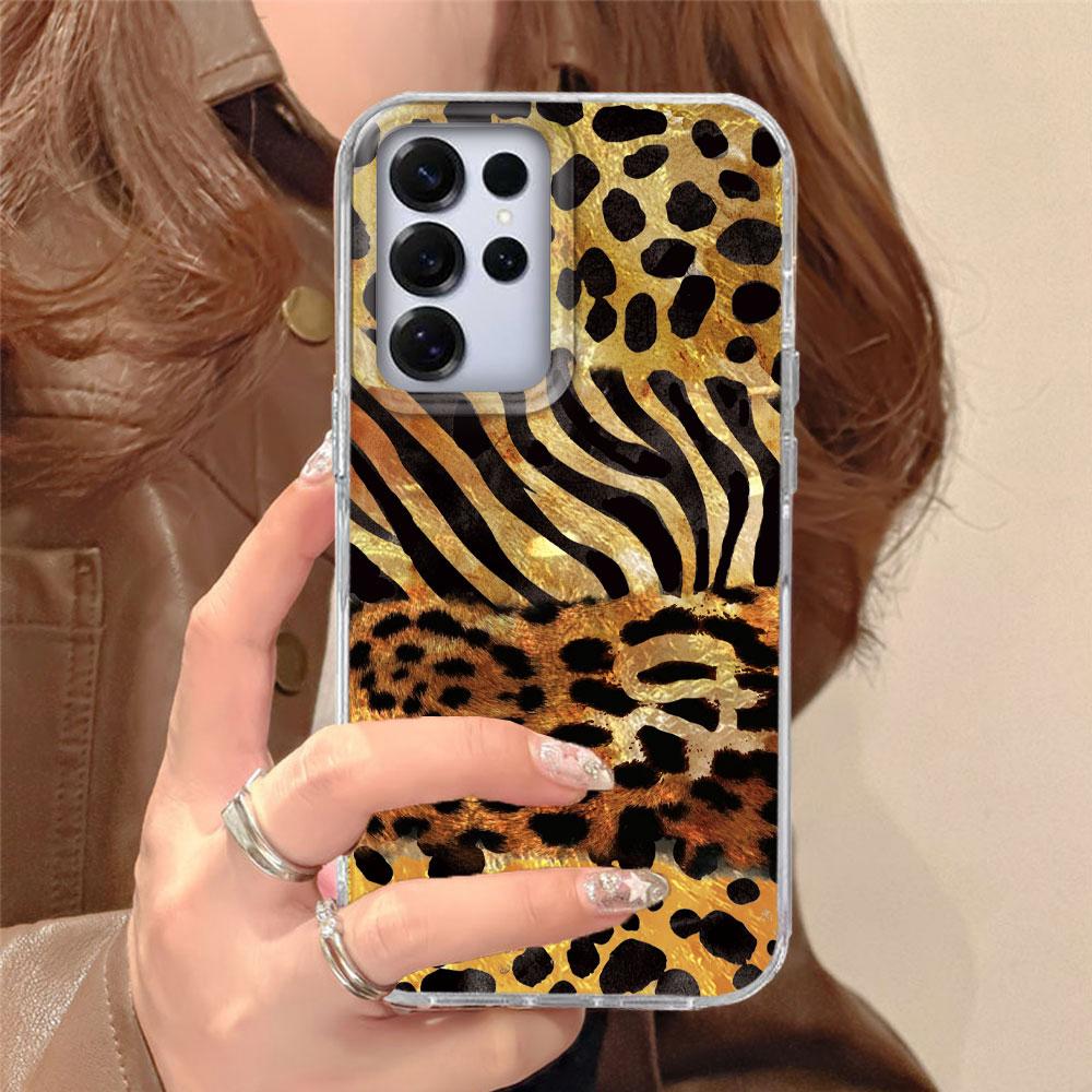 For Samsung Galaxy S25 S26 Ultra S24 S23 Plus S21 FE S26+ S22+ Shockproof Phone Case Korean Four-colorful Leopard Pattern Cover