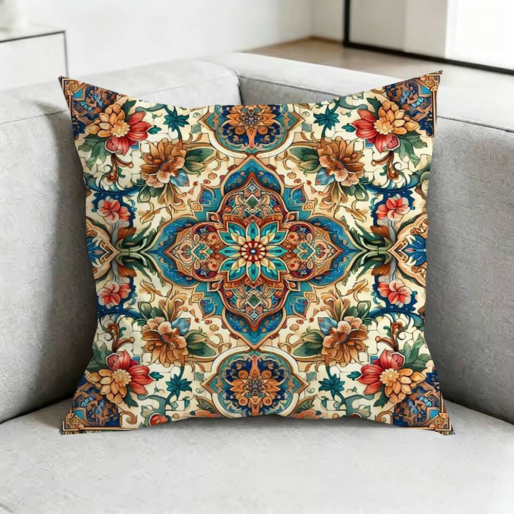 Art Iznik TileE Pillow Case Square DoubleSided Sofa Cushion Cover Bedroom Bedside Pillow Gift
