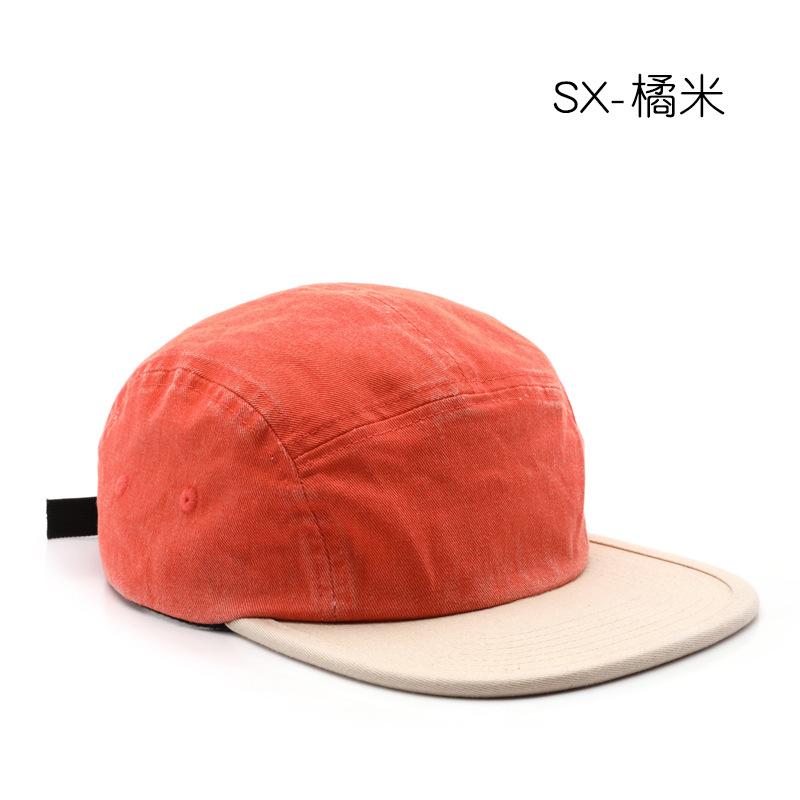 New Retro Color Matching Light Board Flat Brim Hemming Cotton Hip-hop Hat Men's and Women's Old Color Matching Solid Color Hat Tide