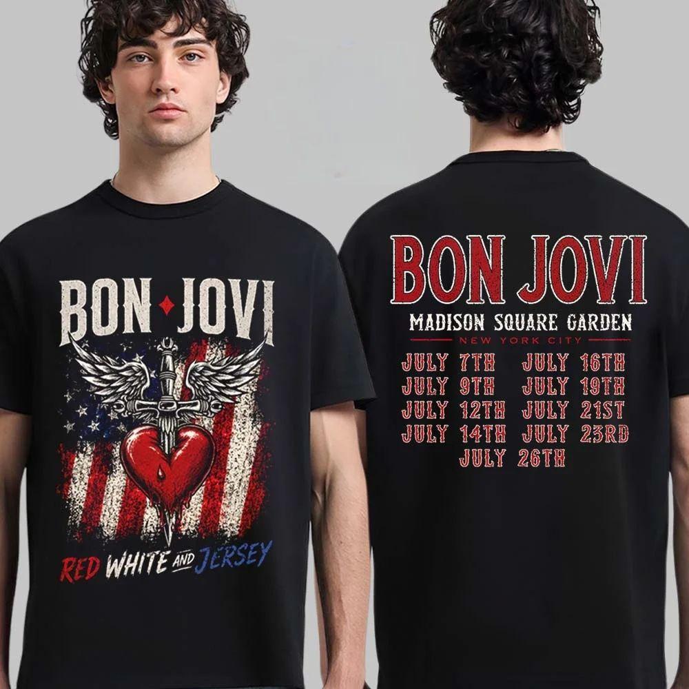 Bon Jovi 2026 Forever Tour Merch T-Shirt Herren Damen Sommer Rock Kleidung Oversize Kurzarm Top Streetwear Unisex