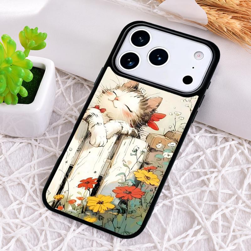 Cartoon Cat Kitten Phone Case for iPhone 17 Air 16 15 11 12 14 13 Pro Max Shockproof Cover