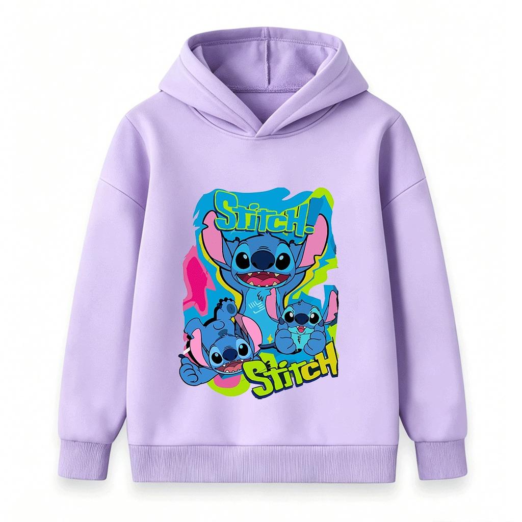 Kids Boys Girls Hoodie Cute Cartoon Stitch Printed Long Sleeve Pullover Sweatshirt Casual Tops for Toddlers