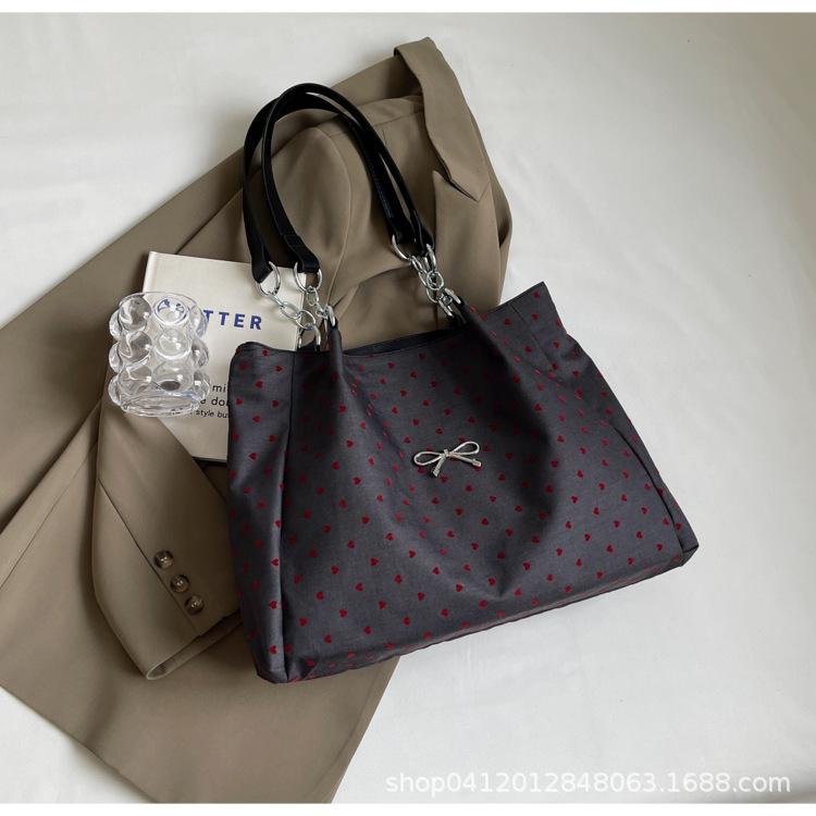 

Plaid canvas bag women s 2025 new shoulder bag large capacity tote bag class commuter canvas underarm bag