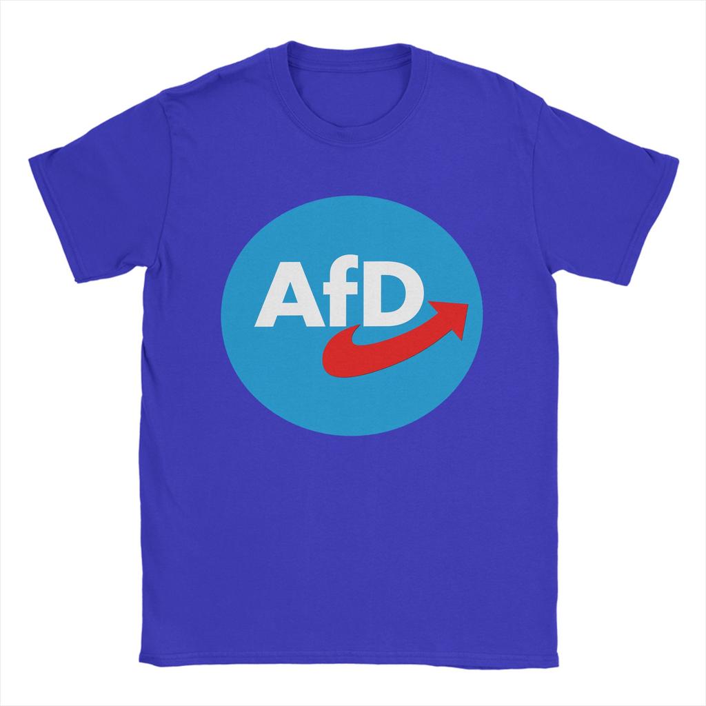 Aufkleber AfD Logo Baumwoll T-Shirt Für Mann Sommer Vintage T-Shirts Rundhals Neuheit T-Shirts Übergroß Bedruckte Oberteile