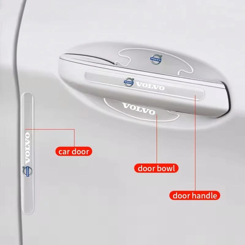 4Pcs Volvo Car Door Handle & Bowl Anti-scratch Sticker Anti-collision Protector Strip For XC40 XC60 XC90 S60 S90 Auto Accessory