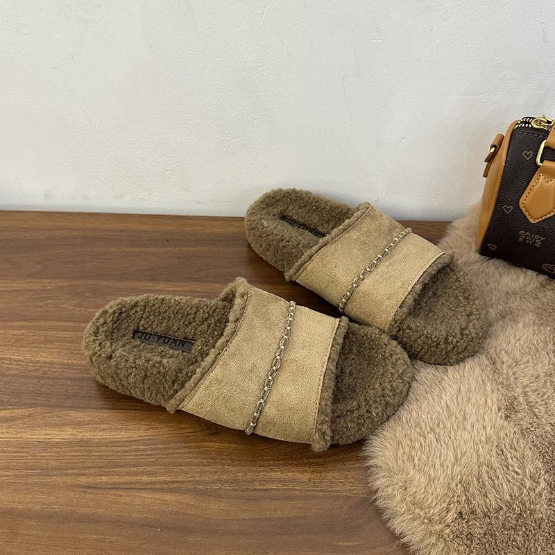 New Style Luxury Women's Slippers Pantofle Luxury Slides Platform Fur Flip Flops Soft Designer Plush Fashion Casual Leisure
