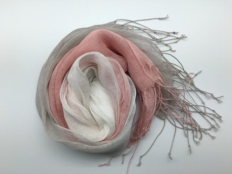 100% Linen Gradient Woman Spring Scarf Echarpe Muslim Hijab Foulard Shawls Tie Dye Scarves Women/Men Sjaal Scarfs for Ladies
