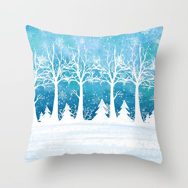 Christmas Snowflake Home European and American Digital Printing Car Pillow Cushion Pillowcase Can Be Customized