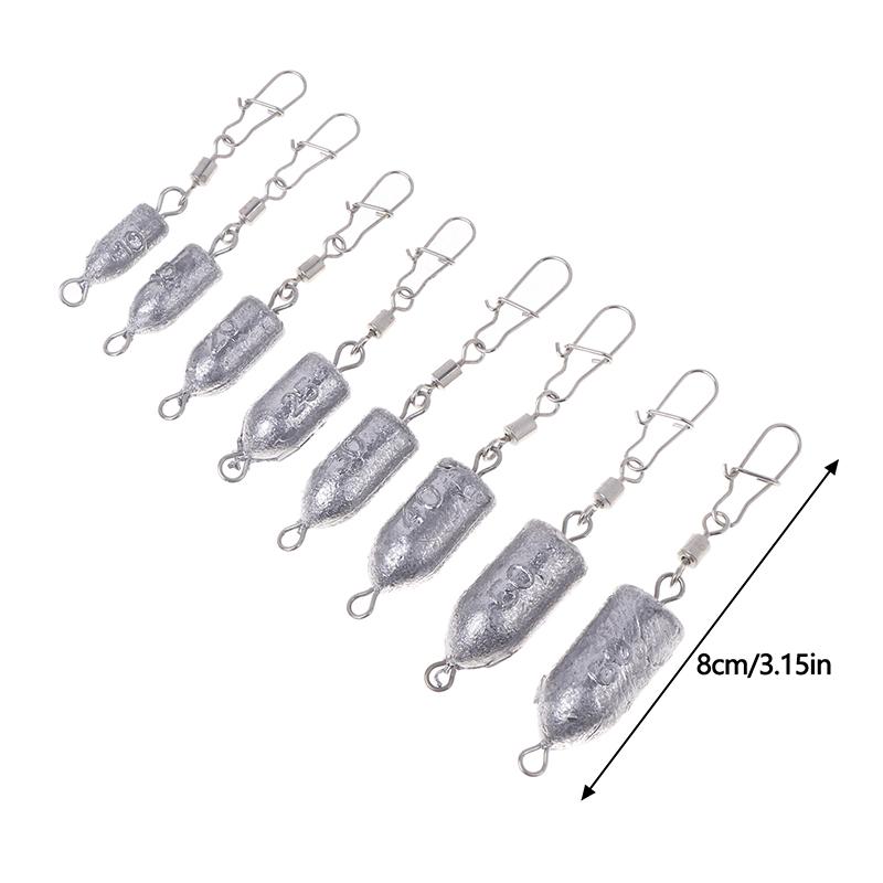 2Pcs Fishing Sinkers Weights Bullet Sinker Rolling Swivel With Interlock Snap Connector 10/15/20/25/30/40/50/60G Fishing Tackle