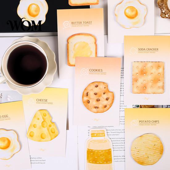 Unique Stick Notes Note Pads, Funny Toast Bread Cookie Cheese Design Cute Notepad, 30 Pad Sheets/Pad Self Memo for Home Office Notebook Bookmarks