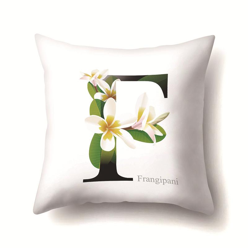 Leaf Sunflower Plant Letter Print Pattern Cushion Cover Home Living Room Sofa Decoration Square Polyester Pillow Pillow Cover