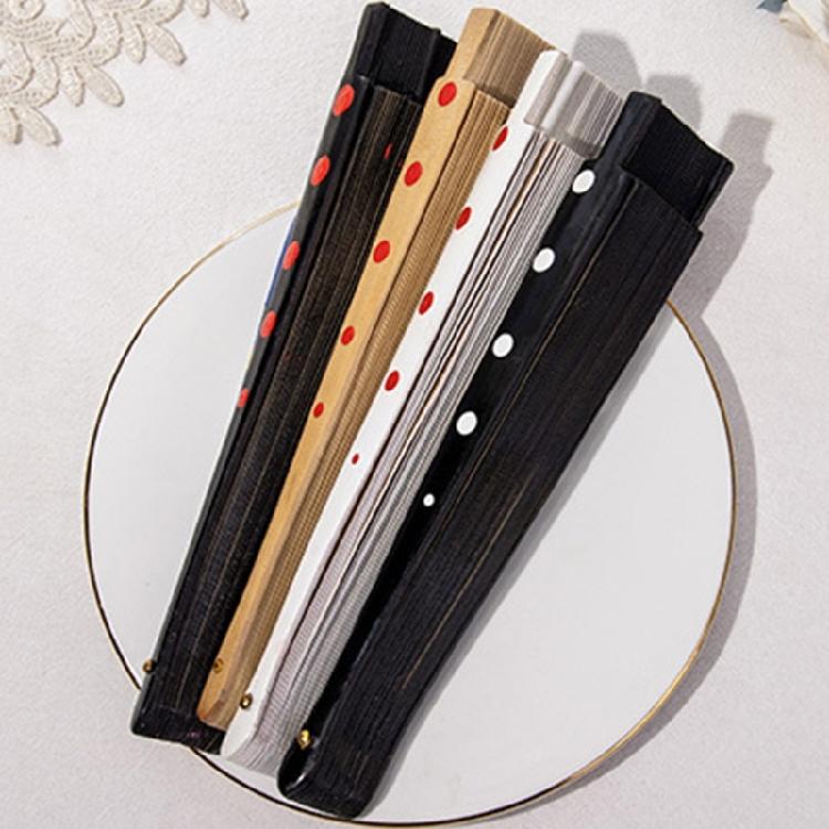 Flamenco Spanish Hand Fan Vintage Dots Pattern 23cm Elegant Wood Folding Fan for Dancing Performances Party Decoration