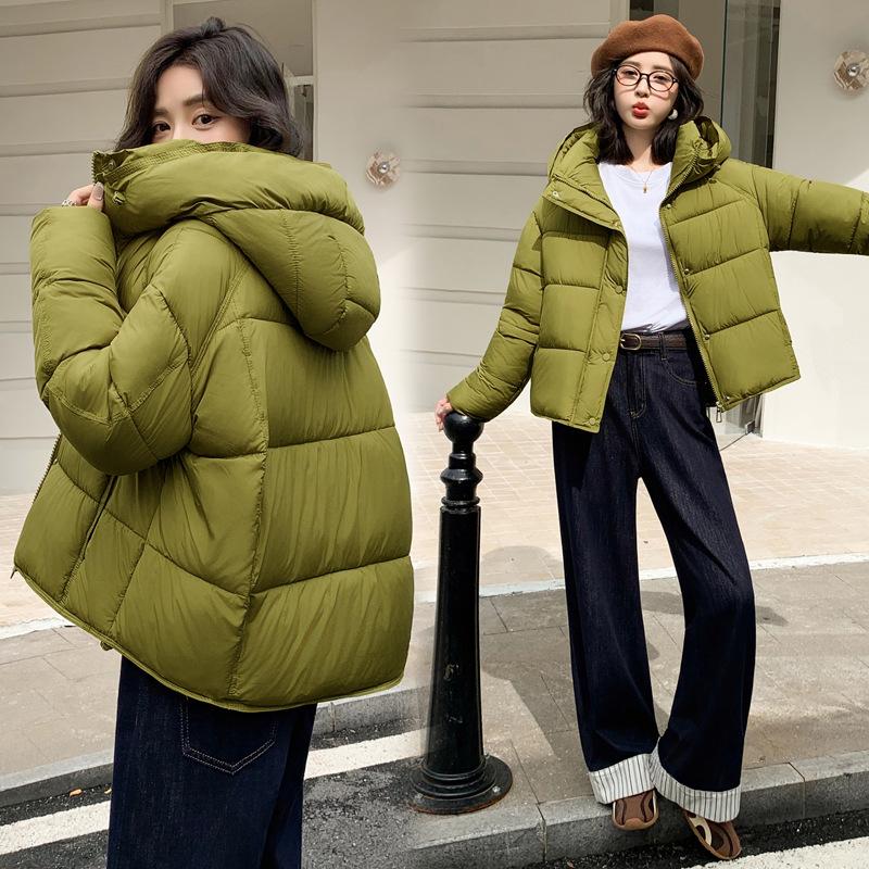 Soft Waxy Puffs Short Hooded Down Cotton Clothes Women's Winter New Loose and Thin Small Bread Clothes Trendy