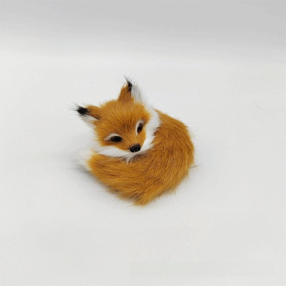Mini Plush Fox Doll Toy Artificial Animal Squatting Sitting Fox Model  Home Decor