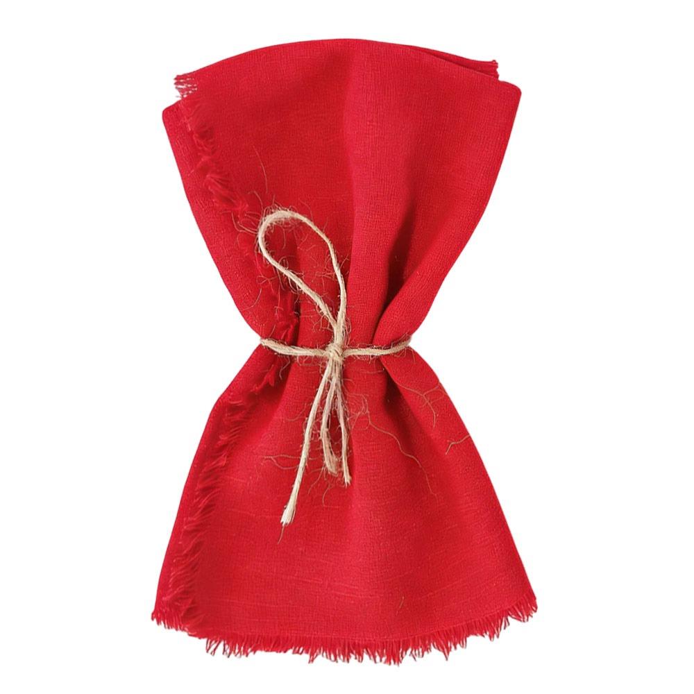 6pcs 42x42cm Cotton Napkins Reusable Fringed Napkins New Year Cloth Napkins  Kitchen Use