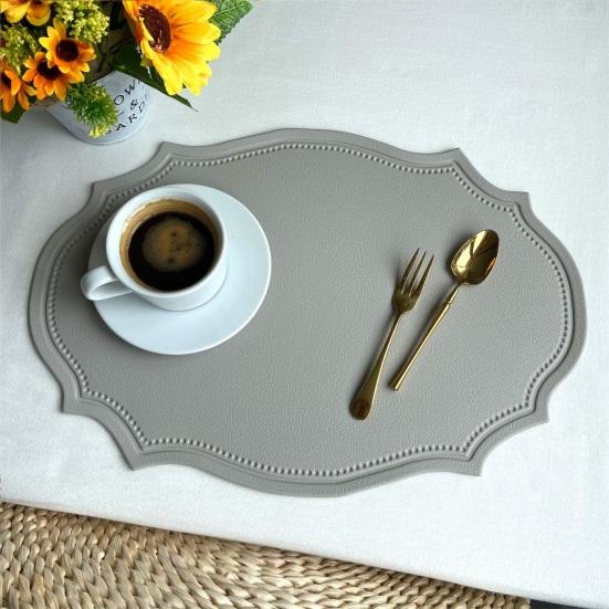 Heat-Resistant PVC Placemats Reusable Non-Slip Table Mats Waterproof Elliptical Shape Dining Place Mat for Kitchen Coffee Table