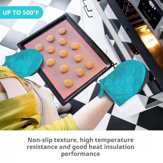 2Pcs Heat Resistant Oven Mitts with Hanging Loop Non-Slip Grip Baking