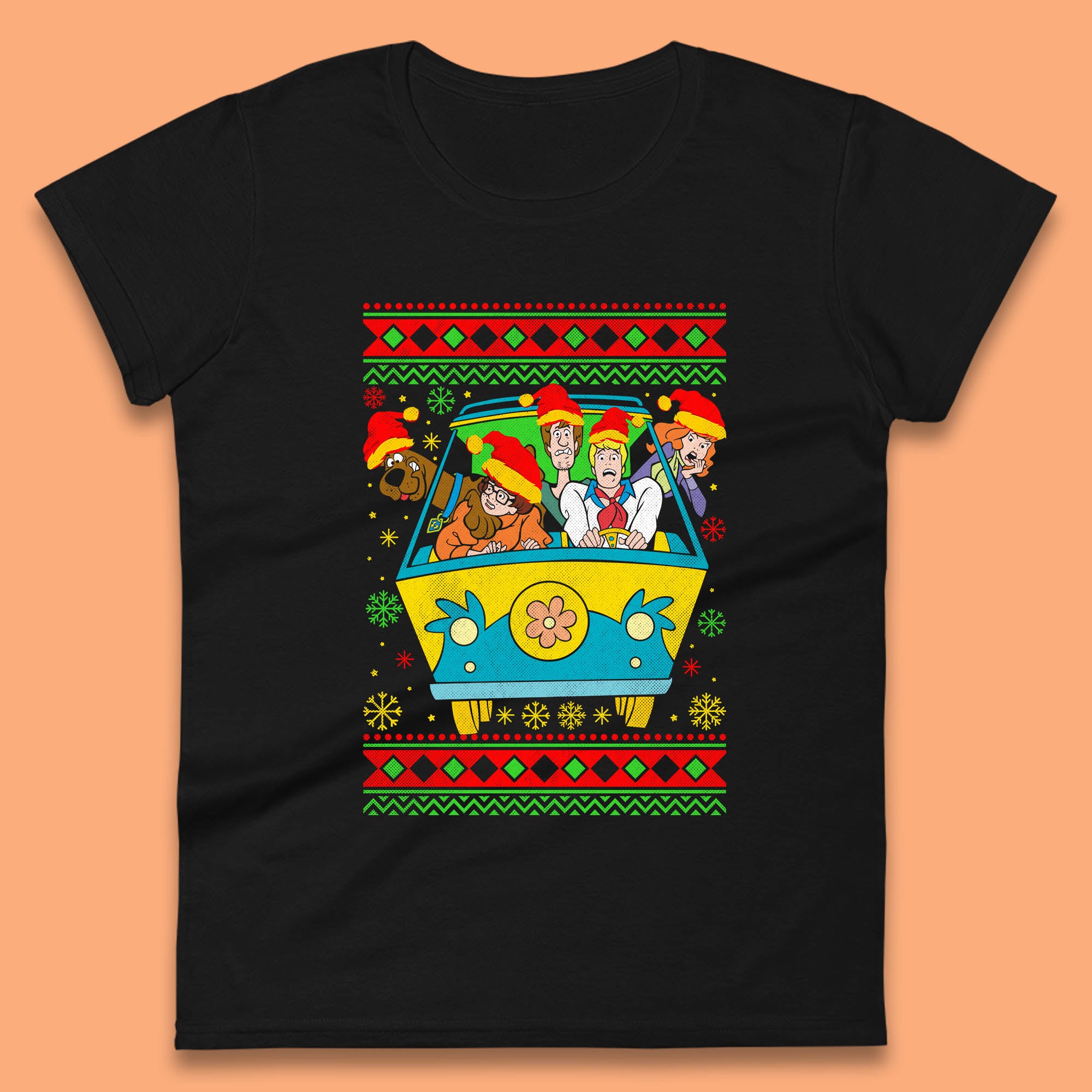 

Scooby Doo And Friends Mystery Machine Van Christmas Womens T Shirt Mens Tops Tees Unisex L