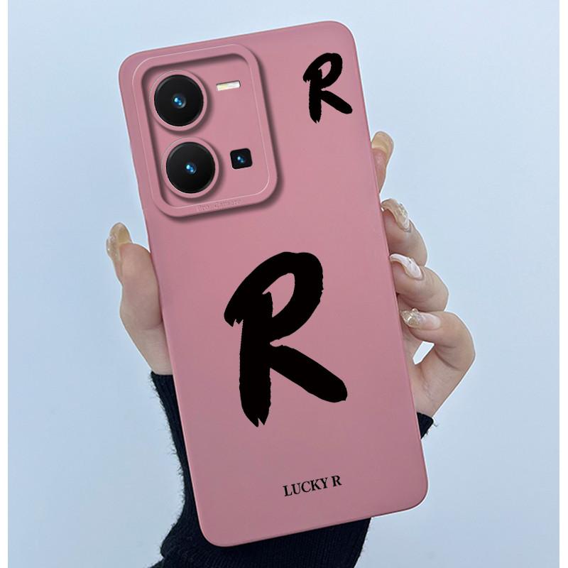 For Vivo Y35 Case Cute Initial Letters Soft Liquid Silicone Back Cover For Vivo Y 35 4G Funda Anti Drop Phone Protector Coque