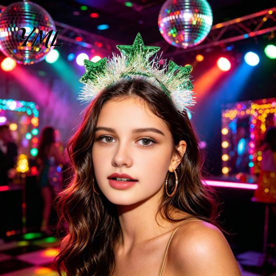 Shiny Sequin Headband for Festivals Star with Sparkly Sequins, 3D Glitter Crown Hair Hoop Party Favors Guests Christmas New Year Birthday, Decoration,