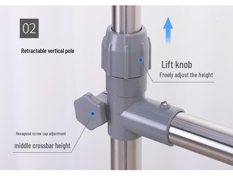 Double-Layer Telescopic Clothes Drying Rack: Outdoor/Indoor, Extendable, Mobile, Single-Pole Rack