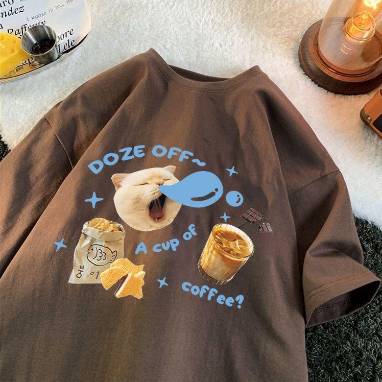 Trendy Pure Cotton Girls' T-shirt - Instagram Style, Couple's Look, Summer Loose Fit, American Half Sleeve, Versatile Women's Top