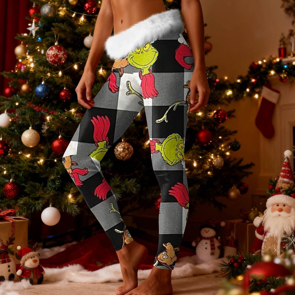 Women's Fashion Casual Fleece-Lined Patchwork Print Straight-Leg Pants