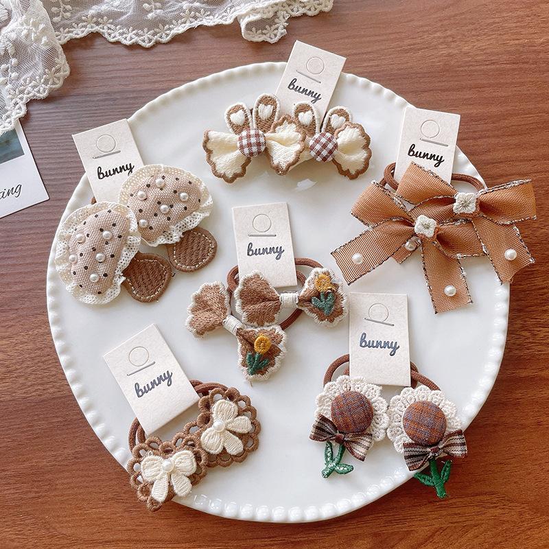 2pcs/lot Children's Hairpins Pearl Fabric Bow Kids Hair Clip Sweet Girl Bangs Side Clip Barrettes Headwear Baby Hair Accessories