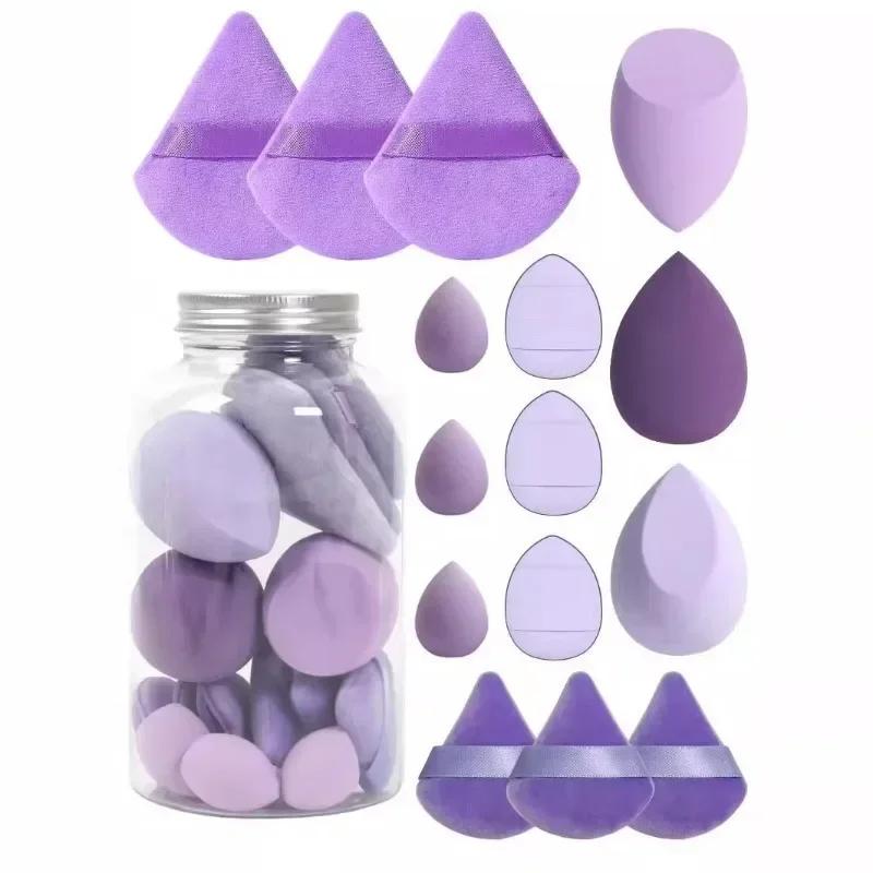 15pcs New Beauty Egg Drift Bottle 15-piece Powder Puff Set Beauty Egg Thumb Puff Cotton Puff Mini Puff Set