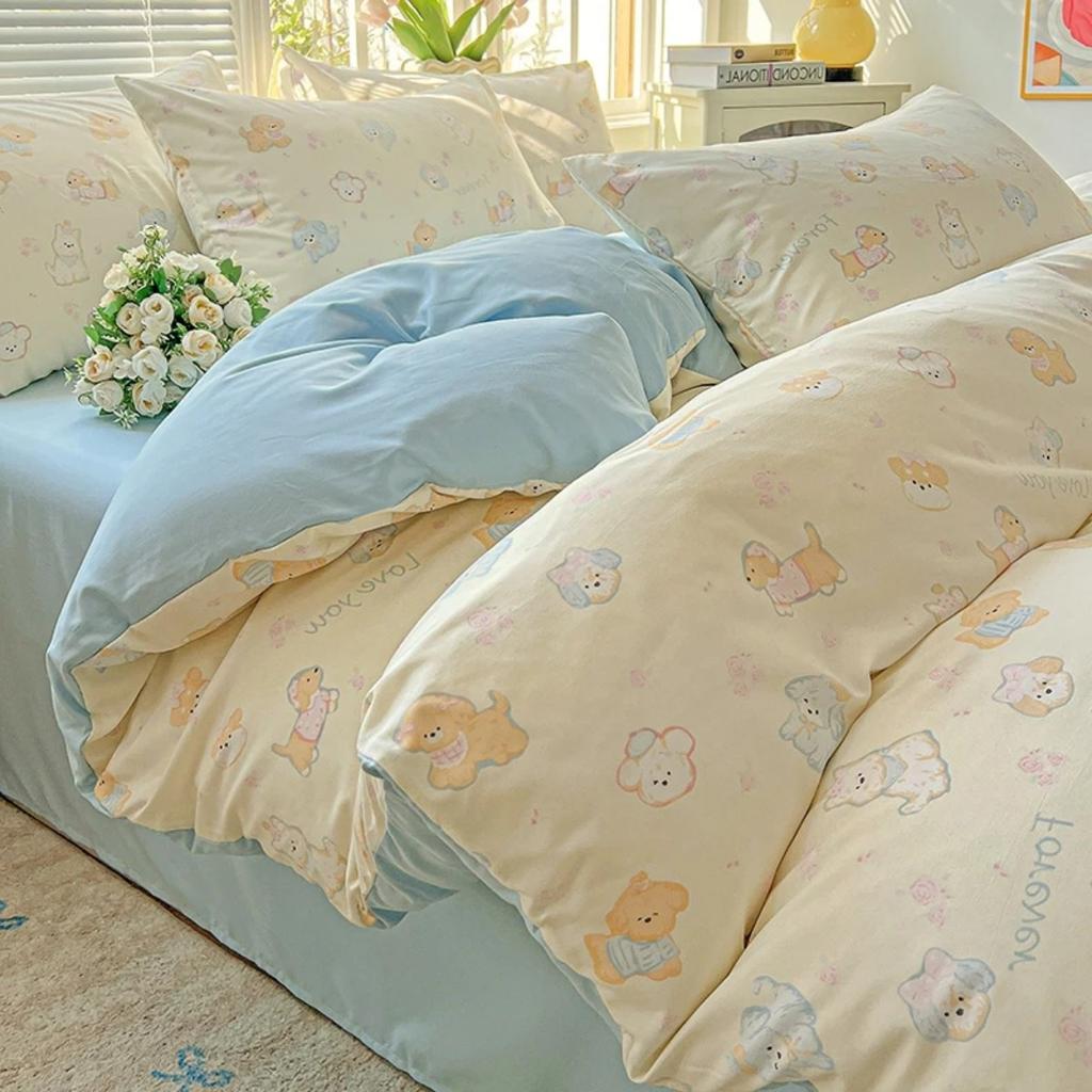 HOMZY Washed Cotton Double Yarn Single Quilt Cover Simple Wind Ins Wind Small Floral Korean Version Duvet Skin Friendly Bedding