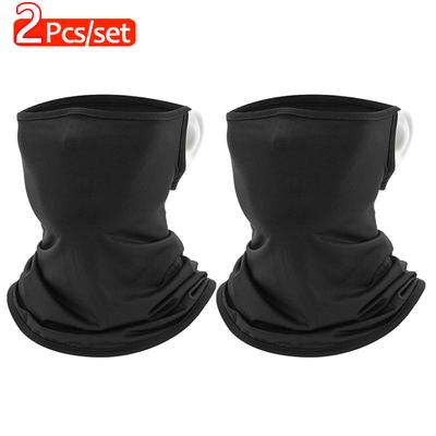 2Pcs Unisex Ear-Hanging Neckerchief Elastic Neck Gaiter Cycling Motorcycle Riding Face Mask Cooling Neck Shield Scarf Balaclava