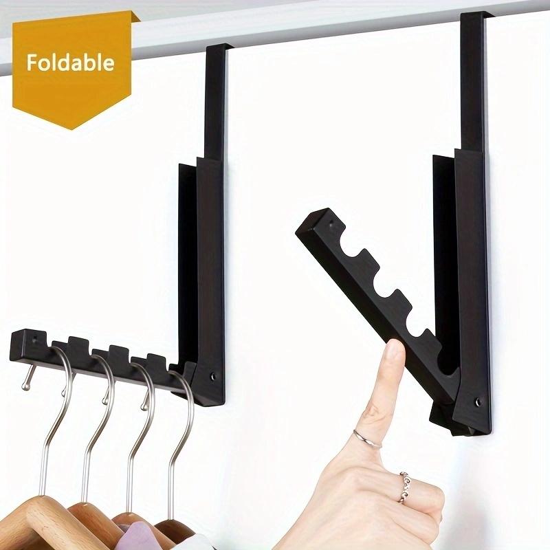 25*4.5*3cm1pc Foldable Clothes Door Rear Hanger Without Punching,four-grids Strong Load-bearing Retractable Wall Mounted Rack.