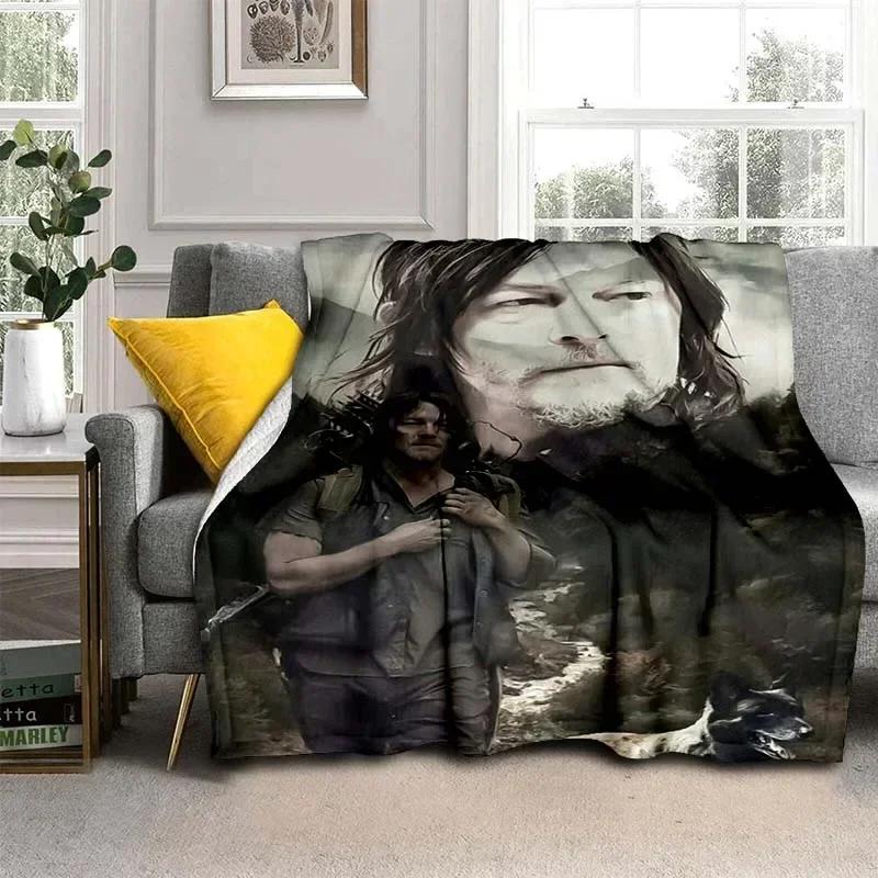 Daryl Dixon Walking Dead Movie Flannel Blanket,Warm and Soft Blanket  For Couch Sofa Office Home Travel Camping Birthday Gift