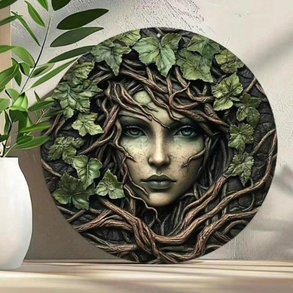 Handmade Metal Tree Face Wall Art, Rustic Aluminum Nature Decor