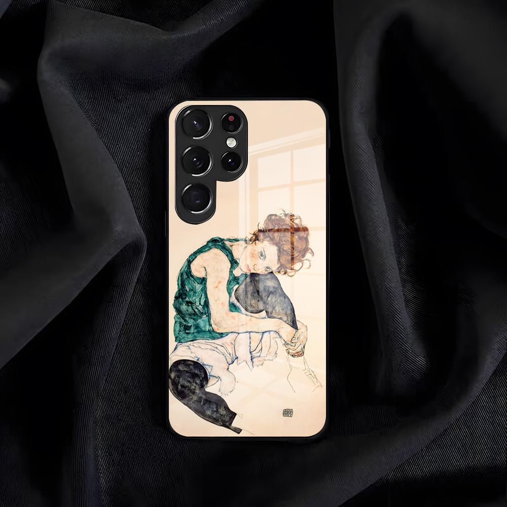 

E-Egon Schiele Art Phone Case For Samsung S26 S25 Edge S24 S23 S22 S21 S20 Ultra Plus FE Glass Cover Galaxy S24