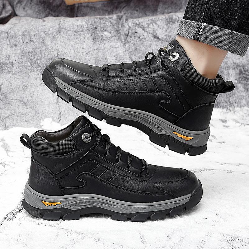 Fashion Men Ankle Boots Outdoor Shoes Style Formal Men Shoes Casual Designer Fashion Lace-up 2024 Plush Warm Snow Boots Winter Shoes