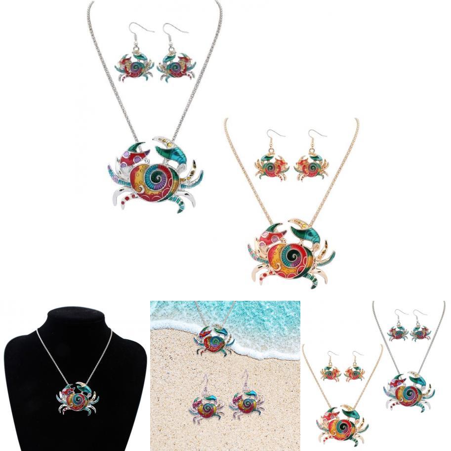 Charming Crab Jewelry Set Featuring Stylish Alloy Necklace And Earrings For Women