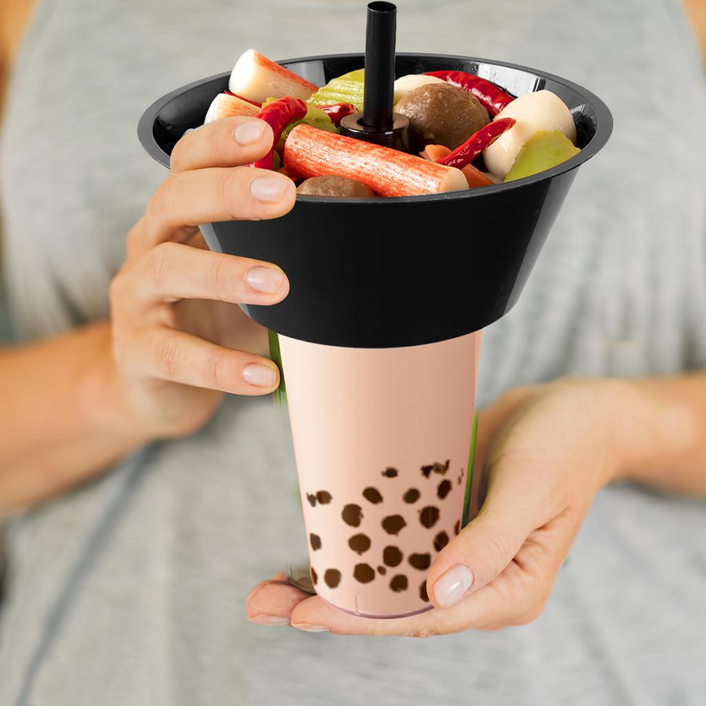 5 Sets Portable Food Bowl with Snack Holder Lids Creative Beverage Cup for Smoothie Drinks Compact Snack Accessory for Parties
