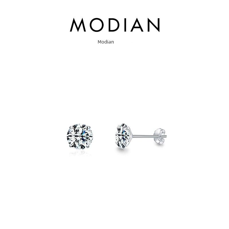 

925 Sterling Silver round Flash Graceful Personality Zircon E1139-BAI(4mm)