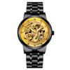 1Pc Men Fashion 3D Gold Dragon Calendar Watch Set Men Quartz Stainless Steel Watches