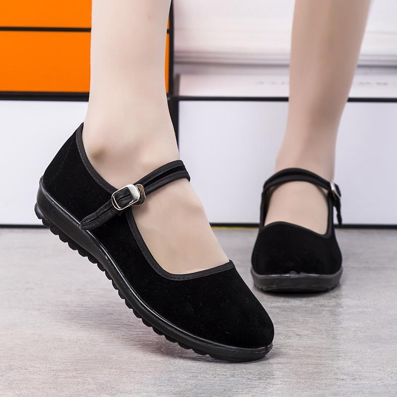 Old Beijing Cloth Shoes Women's Casual Dance Flats Hotel Mother Non-slip Breathable Non-slip Wear-resistant Black Cloth Shoes