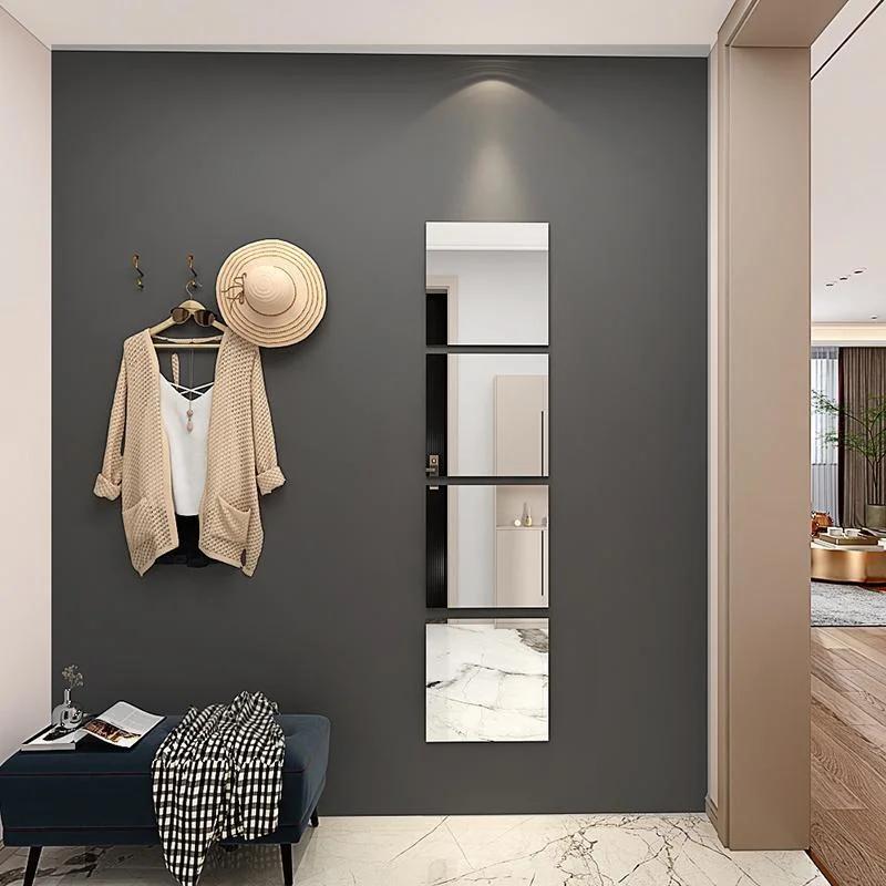 4pcs 30*25cm Mirror Wall Sticker Plastic Mirror Sheets Soft Acrylic 3D Self-adhesives Mirror Decorations Living Room DIY Mirror