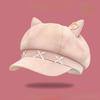 Warm Hat Newsboy Cap Cute Cat Ear Plush Beret New Cat Ears Bow Cap  for Student Wear